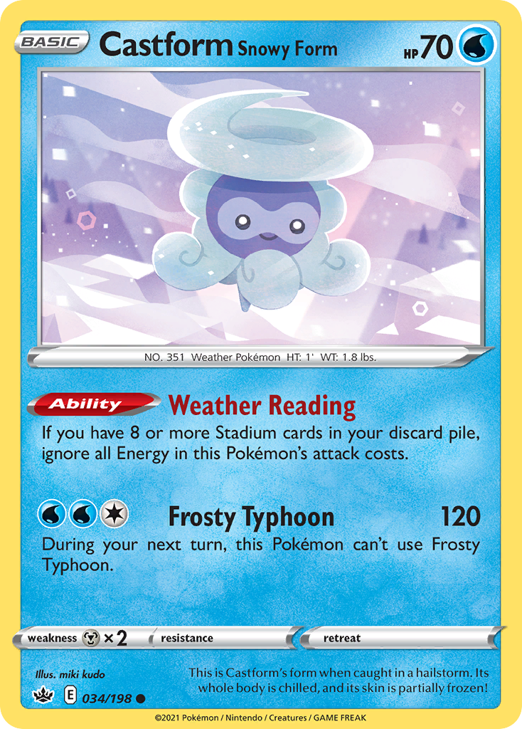 Pokémonkaart 034/198 - Castform Snowy Form - Chilling Reign - [Common]