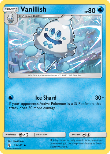 Pokémonkaart 034/145 - Vanillish - Guardians Rising - [Uncommon]