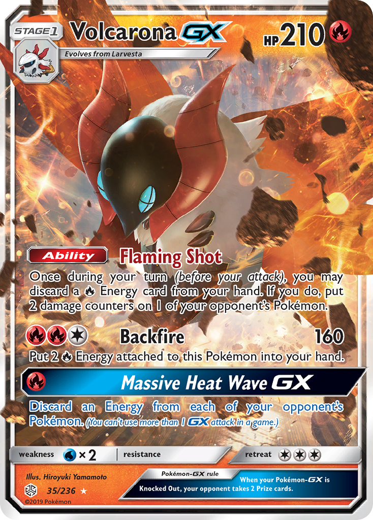 Pokémonkaart 035/236 - Volcarona-GX - Cosmic Eclipse - [Rare Holo GX]