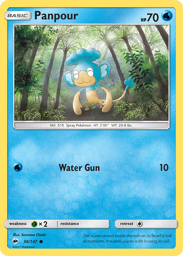 Pokémonkaart 036/147 - Panpour - Burning Shadows - [Common]
