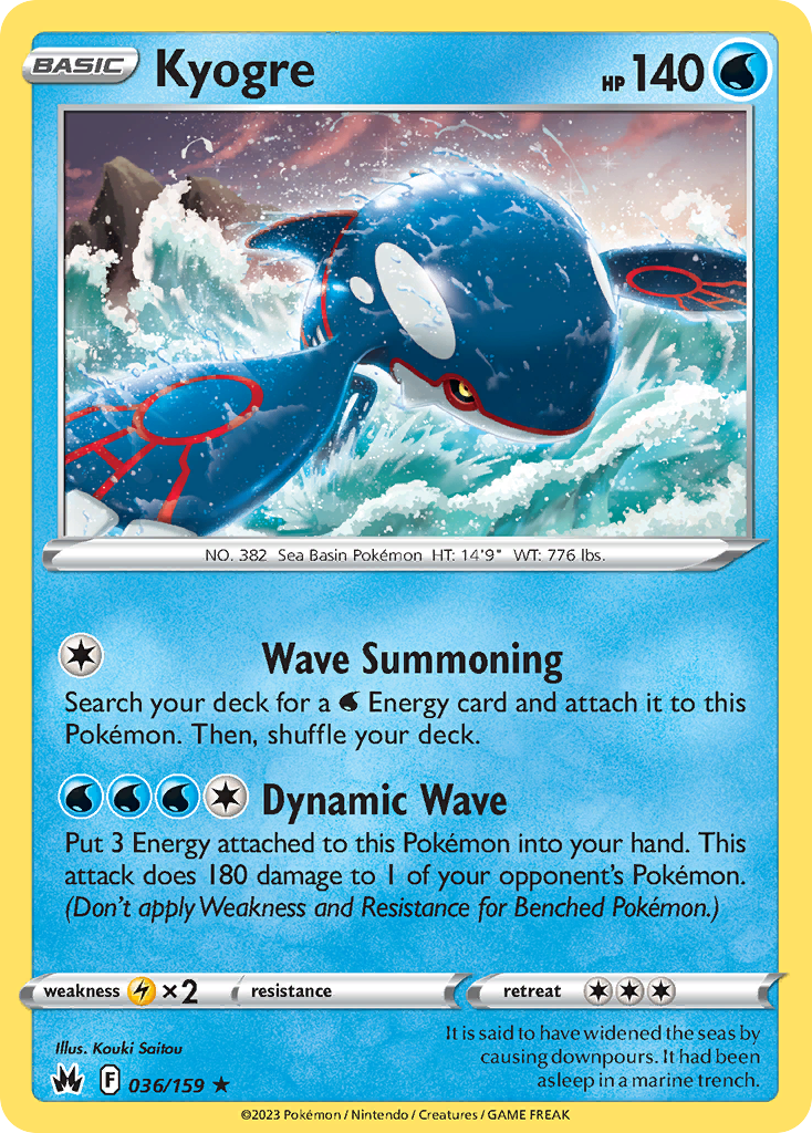 036/159 - Kyogre - [Rare Holo] - Reverse Holo