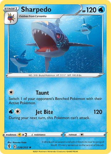 036/203 - Sharpedo - Reverse Holo - [Rare]