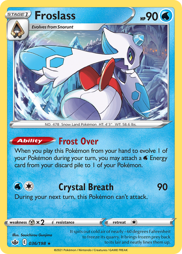 Pokémonkaart 036/198 - Froslass - Chilling Reign - [Rare Holo]