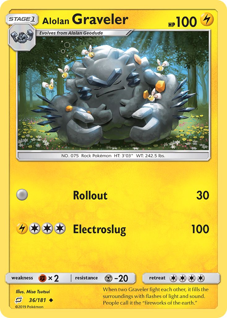 Pokémonkaart 036/181 - Alolan Graveler - Team Up - [Uncommon]