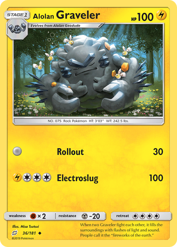 Pokémonkaart 036/181 - Alolan Graveler - Team Up - [Uncommon]