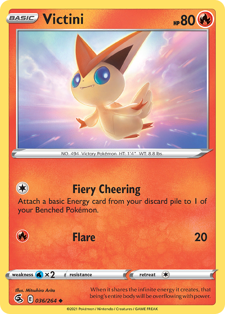 Pokémonkaart 036/264 - Victini - Fusion Strike - [Uncommon]