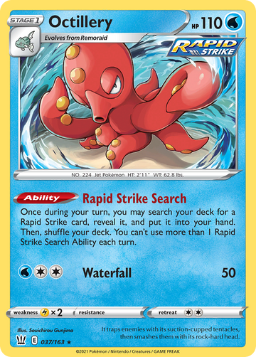 Pokémonkaart 037/163 - Octillery - Battle Styles - [Rare Holo]