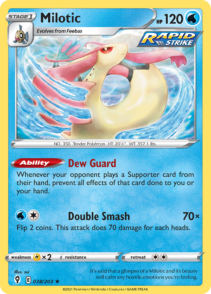 Pokémonkaart 038/203 - Milotic - Evolving Skies - [Rare]