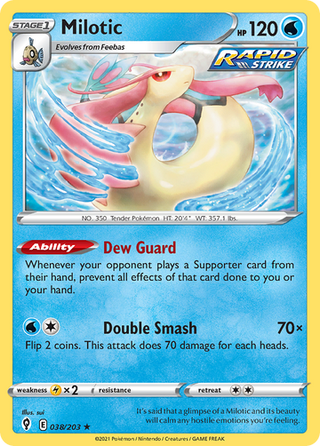 Pokémonkaart 038/203 - Milotic - Evolving Skies - [Rare]