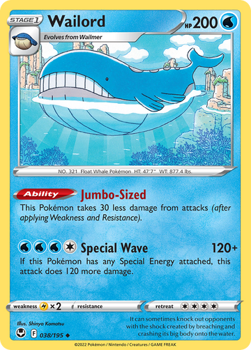 038/195 - Wailord - [Uncommon] - Reverse Holo
