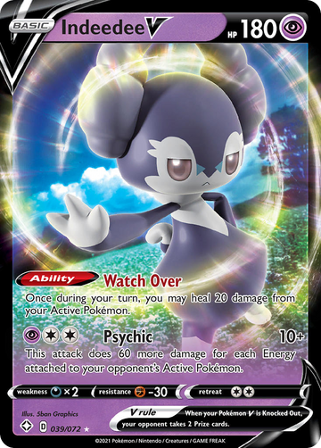 Pokémonkaart 039/072 - Indeedee V - Shining Fates - [Rare Holo V]