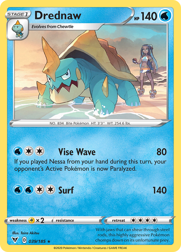 Pokémonkaart 039/185 - Drednaw - Vivid Voltage - [Rare]