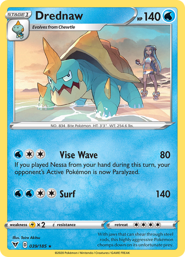 Pokémonkaart 039/185 - Drednaw - Vivid Voltage - [Rare]