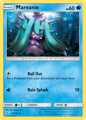 Pokémonkaart 039/145 - Mareanie - Guardians Rising - [Uncommon]