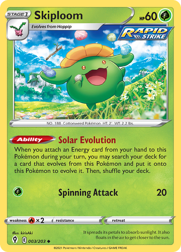 Pokémonkaart 003/203 - Skiploom - Evolving Skies - [Uncommon]
