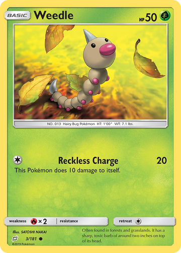 Pokémonkaart 003/181 - Weedle - Team Up - [Common]