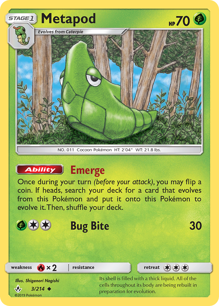 Pokémonkaart 003/214 - Metapod - Unbroken Bonds - [Uncommon]