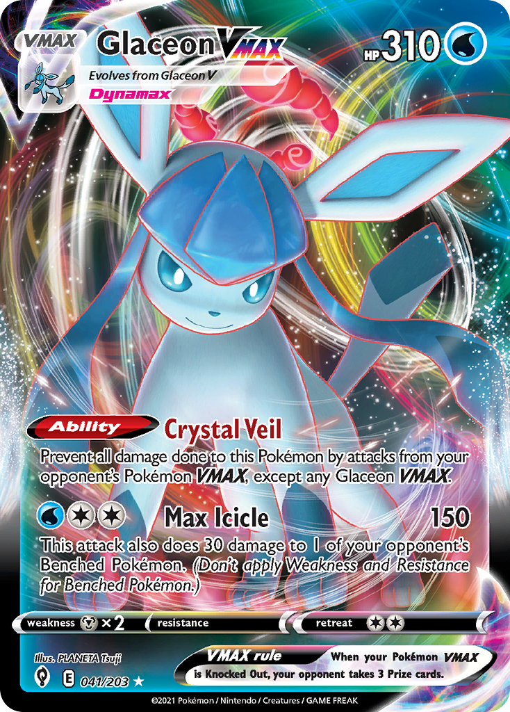 Pokémonkaart 041/203 - Glaceon VMAX - Evolving Skies - [Rare Holo VMAX]
