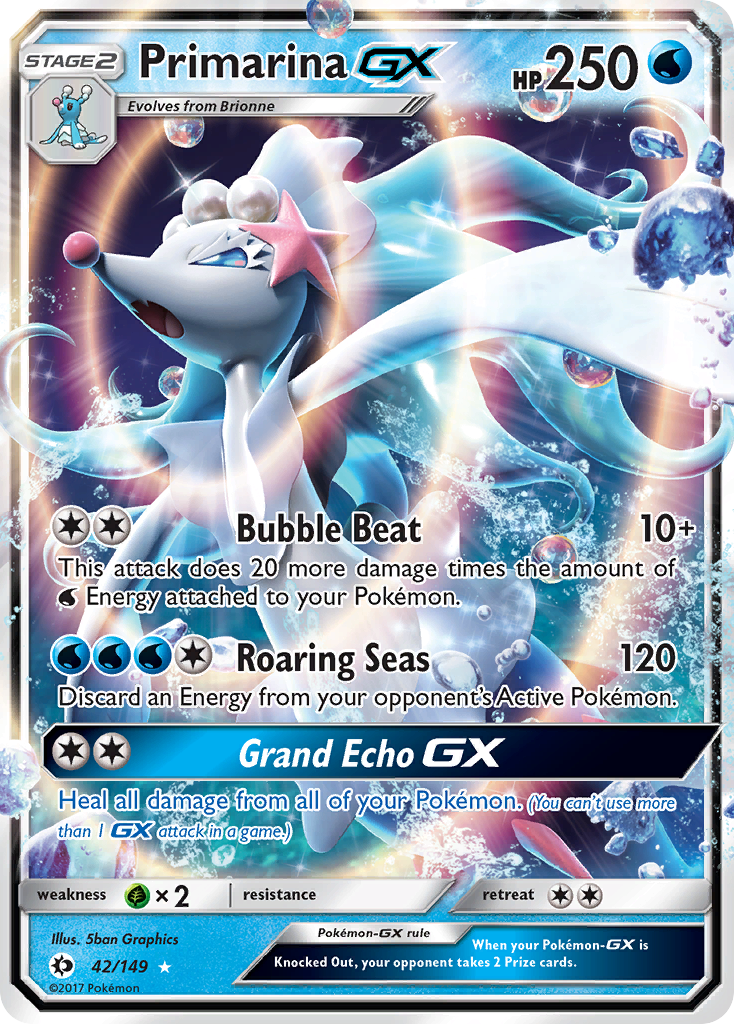 Pokémonkaart 042/149 - Primarina-GX - Sun & Moon - [Rare Holo GX]