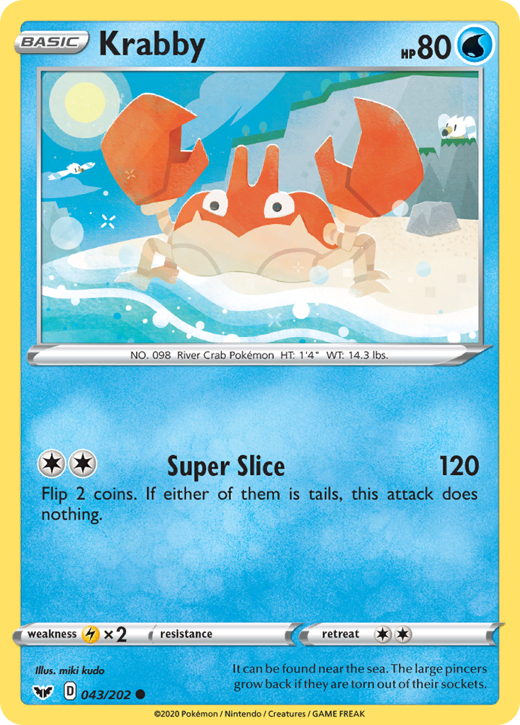 Pokémonkaart 043/202 - Krabby - Sword & Shield - [Common]