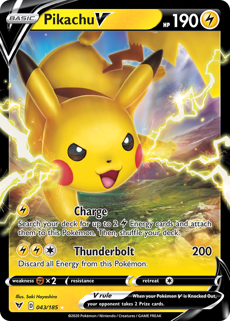 Pokémonkaart 043/185 - Pikachu V - Vivid Voltage - [Rare Holo V]