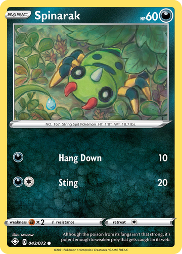 Pokémonkaart 043/072 - Spinarak - Shining Fates - [Common]