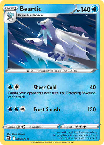 043/172 - Beartic - Reverse Holo - [Uncommon]