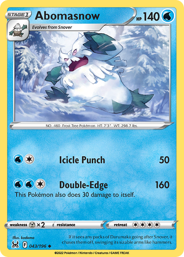 043/196 - Abomasnow - Reverse Holo - [Uncommon]