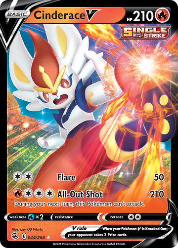 Pokémonkaart 044/264 - Cinderace V - Fusion Strike - [Rare Holo V]
