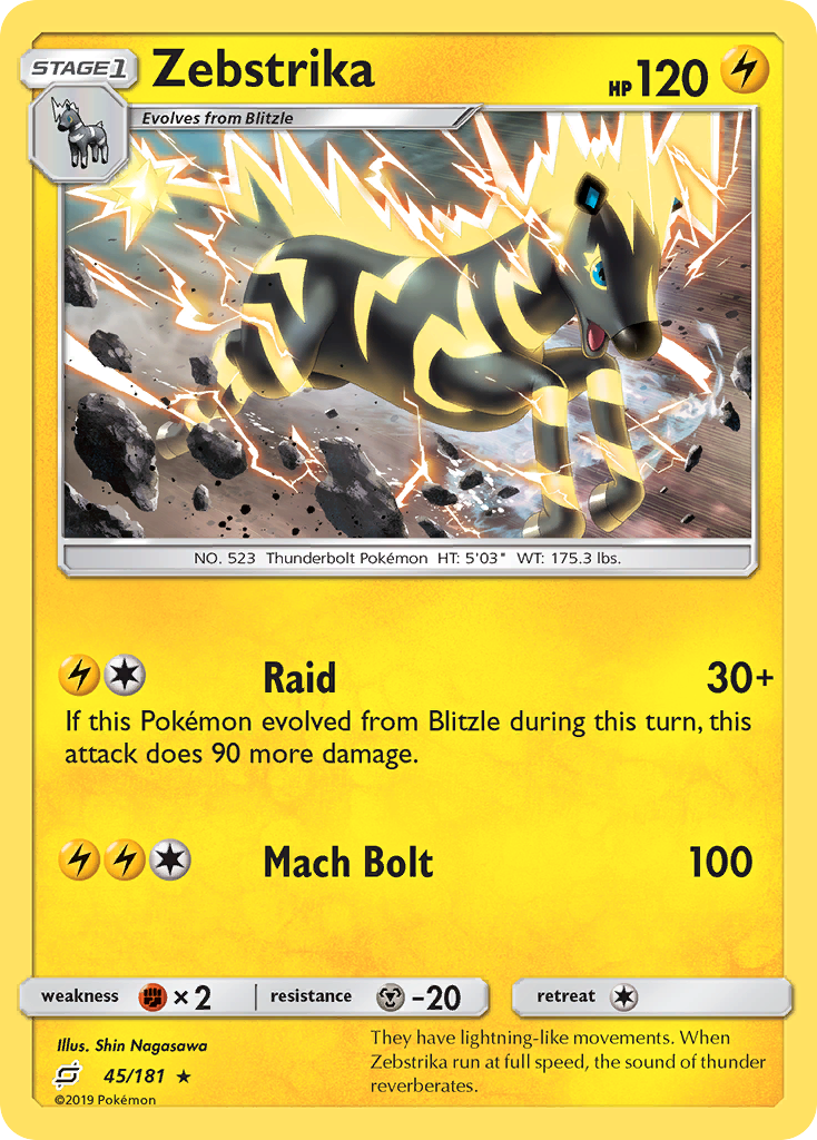 Pokémonkaart 045/181 - Zebstrika - Team Up - [Rare]