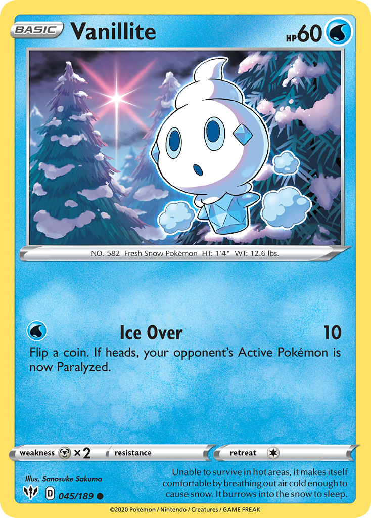 Pokémonkaart 045/189 - Vanillite - Darkness Ablaze - [Common]
