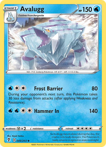 Pokémonkaart 045/203 - Avalugg - Evolving Skies - [Uncommon]
