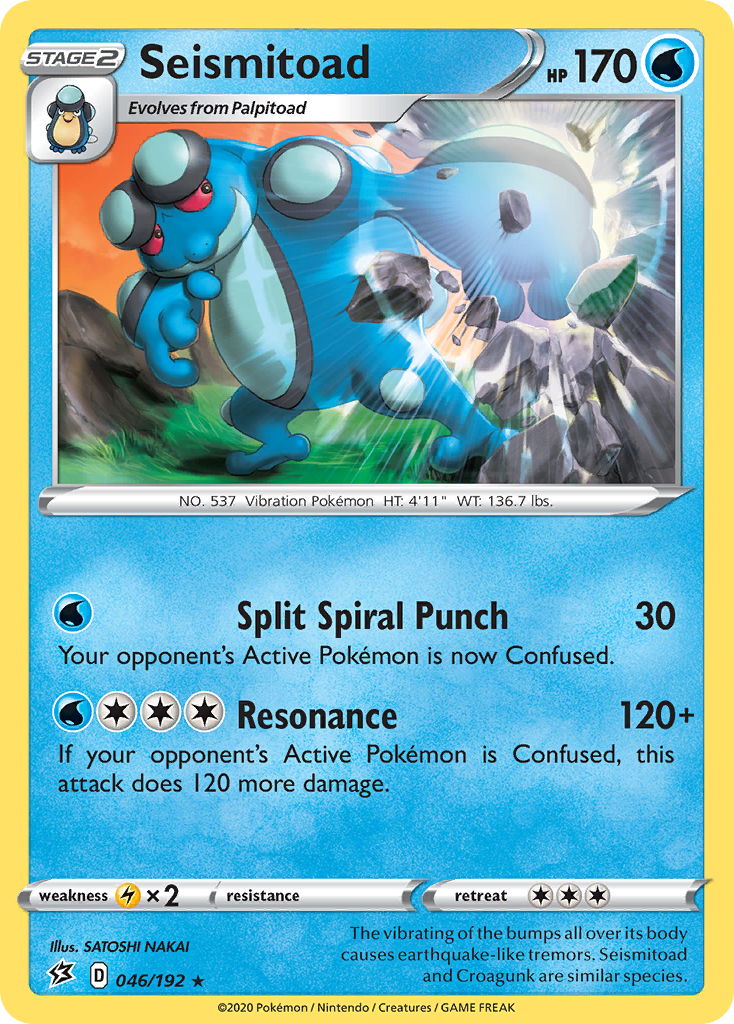 Pokémonkaart 046/192 - Seismitoad - Rebel Clash - [Rare]