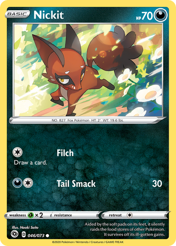 Pokémonkaart 046/073 - Nickit - Champion's Path - [Common]