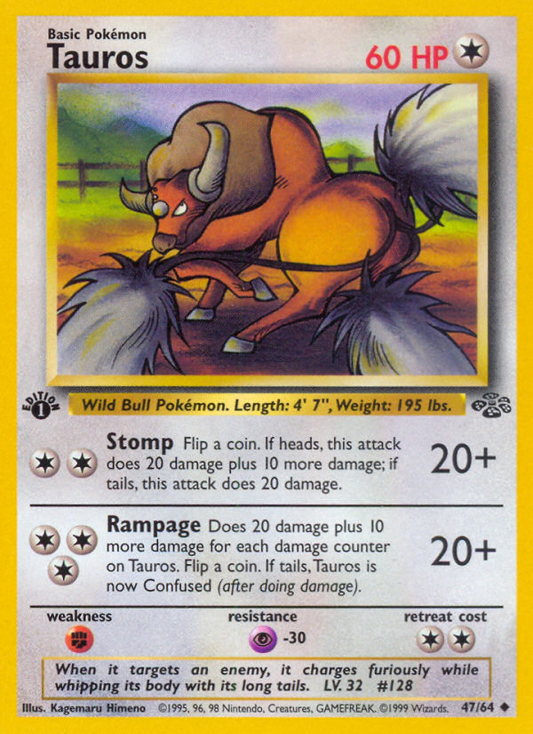 Pokémonkaart 047/064 - Tauros - Jungle - [Uncommon]