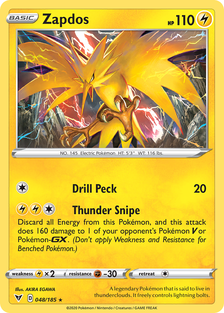 Pokémonkaart 048/185 - Zapdos - Vivid Voltage - [Rare Holo]