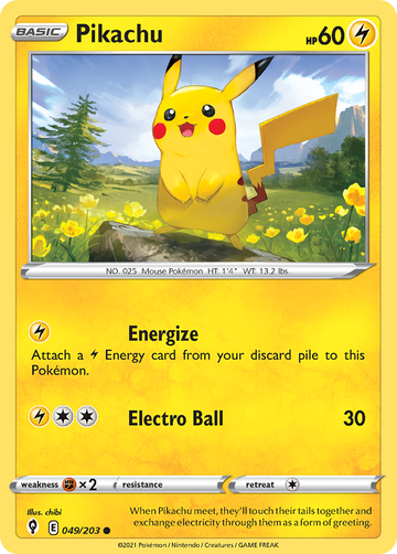 Pokémonkaart 049/203 - Pikachu - Evolving Skies - [Common]