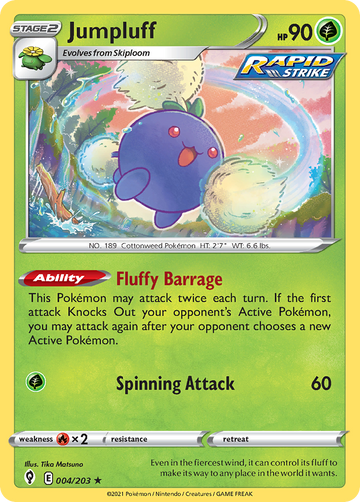 Pokémonkaart 004/203 - Jumpluff - Evolving Skies - [Rare Holo]