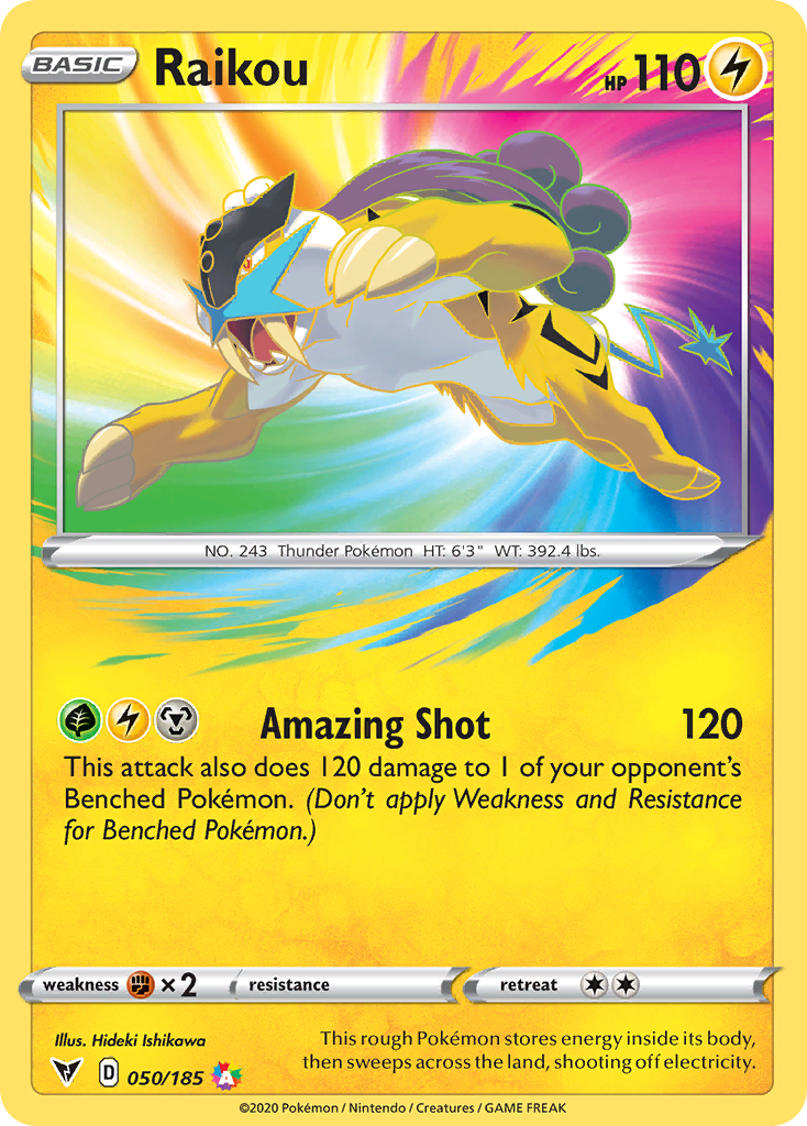 Pokémonkaart 050/185 - Raikou - Vivid Voltage - [Amazing Rare]
