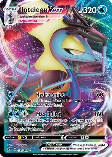 Pokémonkaart 050/192 - Inteleon VMAX - Rebel Clash - [Rare Holo VMAX]