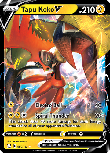 Pokémonkaart 050/163 - Tapu Koko V - Battle Styles - [Rare Holo V]