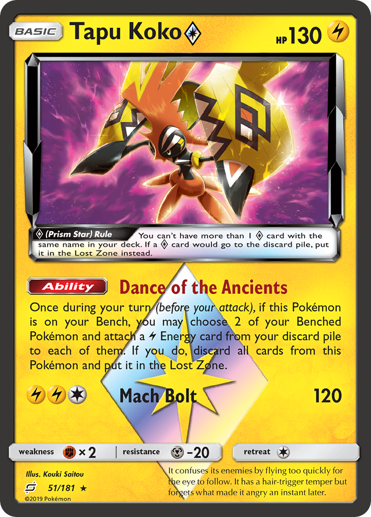 Pokémonkaart 051/181 - Tapu Koko ◇ - Team Up - [Rare Prism Star]