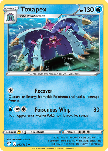 Pokémonkaart 052/189 - Toxapex - Darkness Ablaze - [Uncommon]
