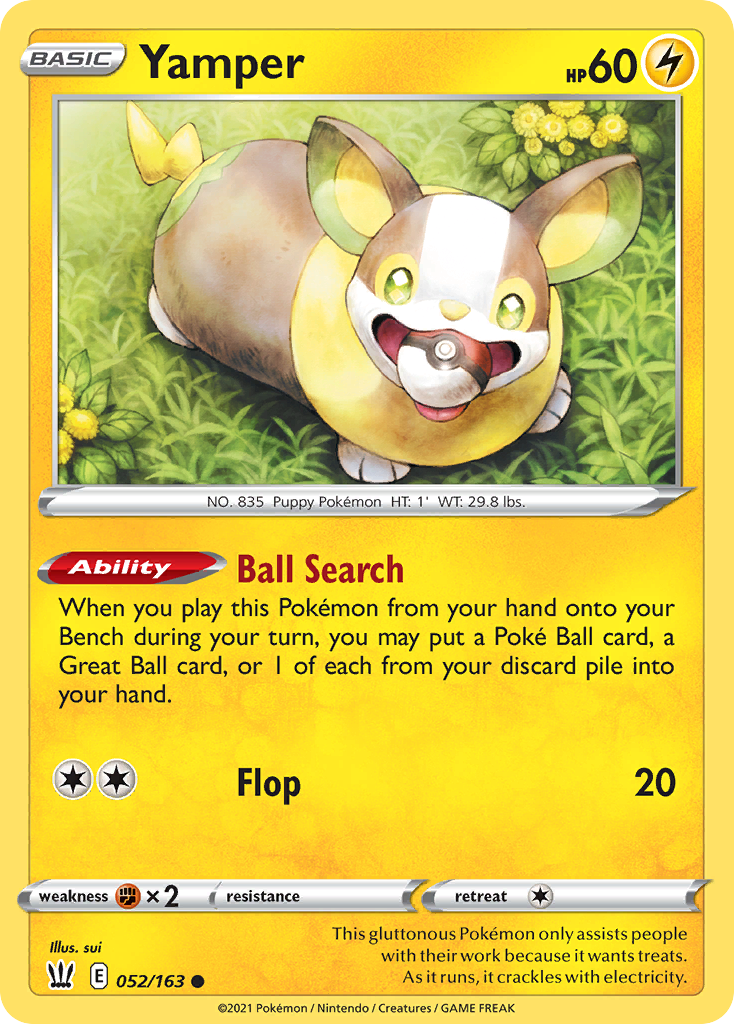 Pokémonkaart 052/163 - Yamper - Battle Styles - [Common]