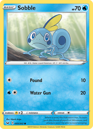Pokémonkaart 055/202 - Sobble - Sword & Shield - [Common]
