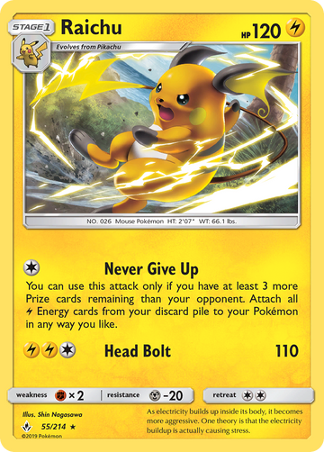 Pokémonkaart 055/214 - Raichu - Unbroken Bonds - [Rare]