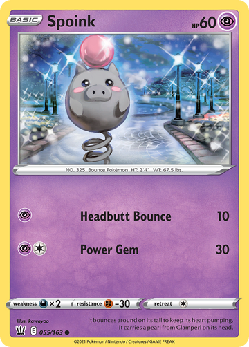 Pokémonkaart 055/163 - Spoink - Battle Styles - [Common]