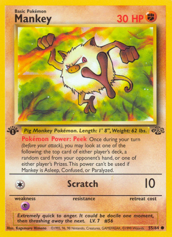 Pokémonkaart 055/064 - Mankey - Jungle - [Common]
