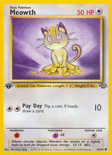 Pokémonkaart 056/064 - Meowth - Jungle - [Common]