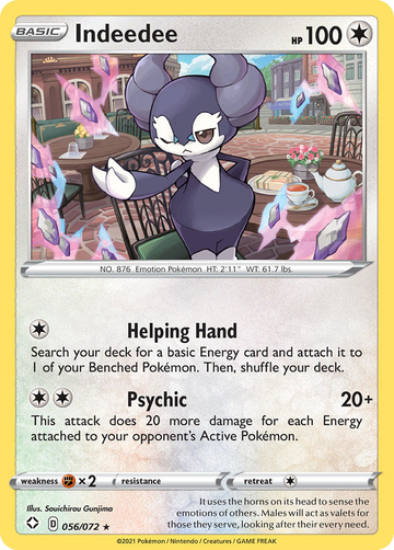 Pokémonkaart 056/072 - Indeedee - Shining Fates - [Rare Holo]